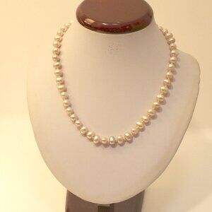 Genuine 8x8mm Mother of Pearl Necklace Black Lobster 925 Sterling Silver